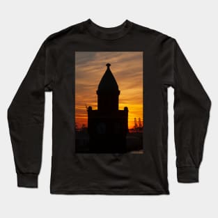 St. Pauli Landungsbrücken, Hamburg, dusk, afterglow Long Sleeve T-Shirt